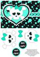 Punk Love - Aqua - Girly Skull and Crossbones Decoupage