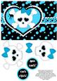 Punk Love - Sky Blue - Girly Skull and Crossbones Decoupage