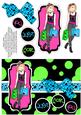 Shopping-mad Punk Teen Decoupage - Green, Sky Blue & Pink