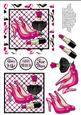 Stilettos, Perfume & Lipstick Decoupage - Hot Pink & Black