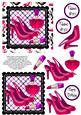 Stilettos, Perfume & Lipstick Decoupage - Pink & Purple