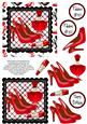 Stilettos, Perfume & Lipstick Decoupage - Red