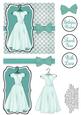 Pretty Dress Decoupage Card Front - Teal