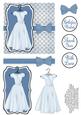 Pretty Dress Decoupage Card Front - Cerulean Blue