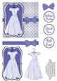 Pretty Dress Decoupage Card Front - Indigo Blue