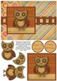 Hootie Owl Decoupage Card Front - Brown & Orange