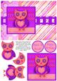 Hootie Owl Decoupage Card Front - Pink & Purple