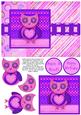Hootie Owl Decoupage Card Front - Lilac & Indigo
