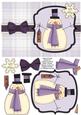 Snowman with Birdhouse Decoupage Card - Lilac