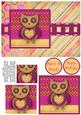 Hootie Owl Pyramage Card Front - Raspberry & Beige