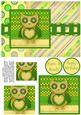 Hootie Owl Pyramage Card Front - Green & Beige