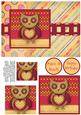 Hootie Owl Pyramage Card Front - Red & Beige