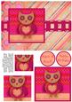 Hootie Owl Pyramage Card Front - Raspberry & Peach