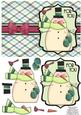 Snuggly Snowman with Bird Decoupage Card - Pistachio & Teal