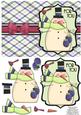 Snuggly Snowman with Bird Decoupage Card - Pistachio & Blue