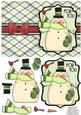 Snuggly Snowman with Bird Decoupage Card - Pistachio & Green