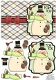 Snuggly Snowman with Bird Decoupage Card - Pistachio & Brown
