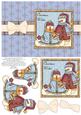 Snow People Decoupage Card Front - Blue