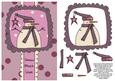 Dots & Doodles Snowman Decoupage Card Front - Pink & Plum