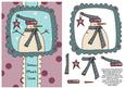 Dots & Doodles Snowman Decoupage Card Front - Aqua & Plum