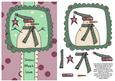 Dots & Doodles Snowman Decoupage Card Front - Green & Plum