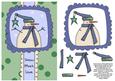 Dots & Doodles Snowman Decoupage Card Front - Blue & Green