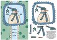 Dots & Doodles Snowman Decoupage Card Front - Blue & Teal