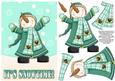 Celebrating Snowman Decoupage Card Front - Aqua