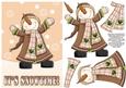 Celebrating Snowman Decoupage Card Front - Peach