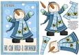 We Can Build a Snowman Decoupage Card Front - Blue
