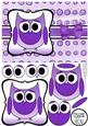 Cute Owl Thank You Decoupage Card Front - Purple