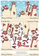 Snowman Family Decoupage Dl Card - Red & Brown