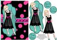 Tres Chic Little Black Dress Decoupage Card - Pink & Teal