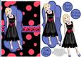 Tres Chic Little Black Dress Decoupage Card - Cerise & Blue