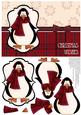 Prim Penguin Decoupage Card Front - Red