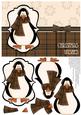 Prim Penguin Decoupage Card Front - Brown