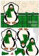 Prim Penguin Decoupage Card Front - Green