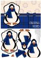 Prim Penguin Decoupage Card Front - Dark Blue