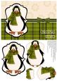 Prim Penguin Pyramage Card Front - Olive Green