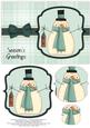 Snowman with Birdhouse Pyramage Card - Aqua