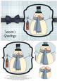 Snowman with Birdhouse Pyramage Card - Powder Blue