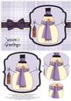Snowman with Birdhouse Pyramage Card - Lilac