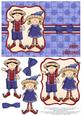 Elves Happy Christmas Decoupage Card - Red & Indigo