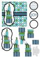 Christmas Presents Decoupage Card - Aqua, Green & Teal