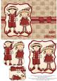 Elves Happy Christmas Pyramage Card - Red & Beige