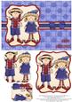 Elves Happy Christmas Pyramage Card - Red & Indigo