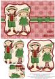 Elves Happy Christmas Pyramage Card - Red & Green 2