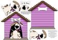 In the Dog House Kennel Shaped Decoupage Card - Mauve
