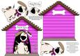 Dog and Kennel Shaped Decoupage Card - Bright Fuchsia
