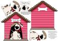 Dog and Kennel Shaped Decoupage Card - Warm Cerise